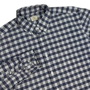 J.Crew Plaid Button Down Shirt Long Sleeve Cotton Blue‎ White Mens Large